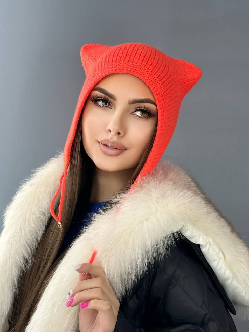 шапка с ушками,женская шапка с ушками,шапка для женщин,шапка с ушками из ангоры,шапка чепчик с ушками