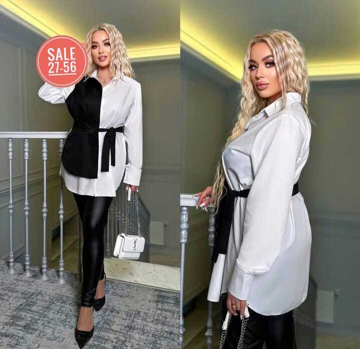 стильные женские блузки,блуза удлиненная,стильная женская рубашка,стильная блуза,офисное платье рубашка с жилетом chica chic