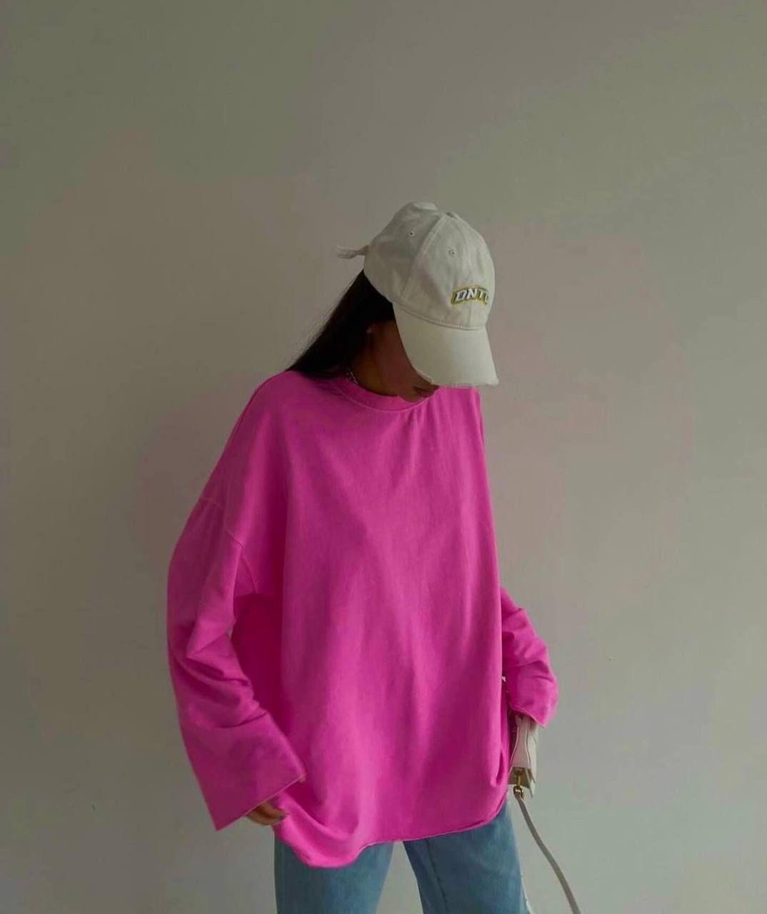 лонгслив свободного кроя,лонгсливы оверсайз розовый,лонгслив женский оверсайз хлопок revati wear 212831682,оверсайз лонгслив,свитшот женский