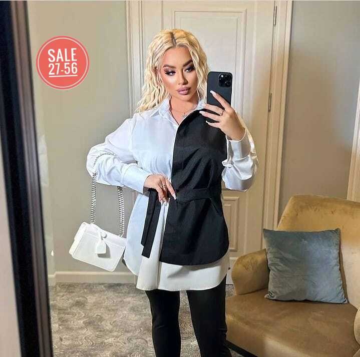 стильные женские блузки,блуза удлиненная,стильная женская рубашка,стильная блуза,офисное платье рубашка с жилетом chica chic