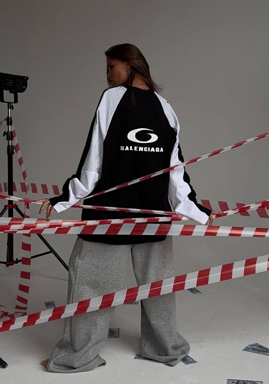 лонгслив balenciaga,свитшот мужской balenciaga воротник черный,футболка fw24 мужская свободного покроя черный balenciaga,свитшот баленсиага мужской,свитшот balenciaga