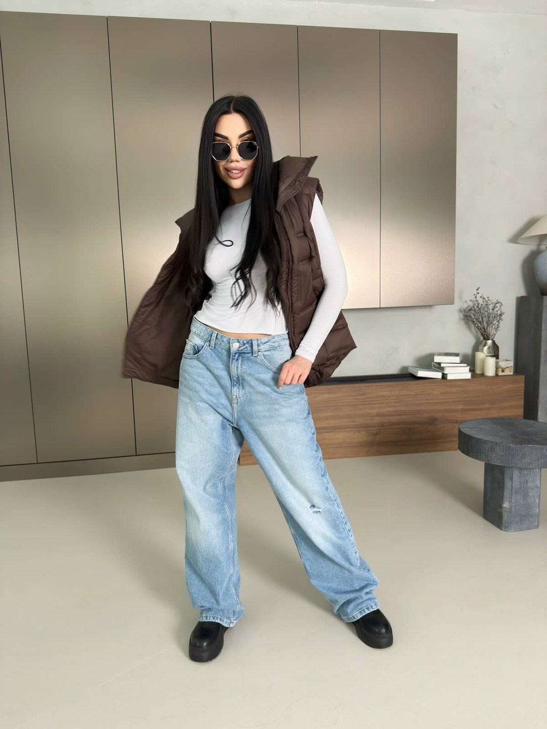 женская жилетка,жилетка,жилет женский утепленный,джинсы кэжуал