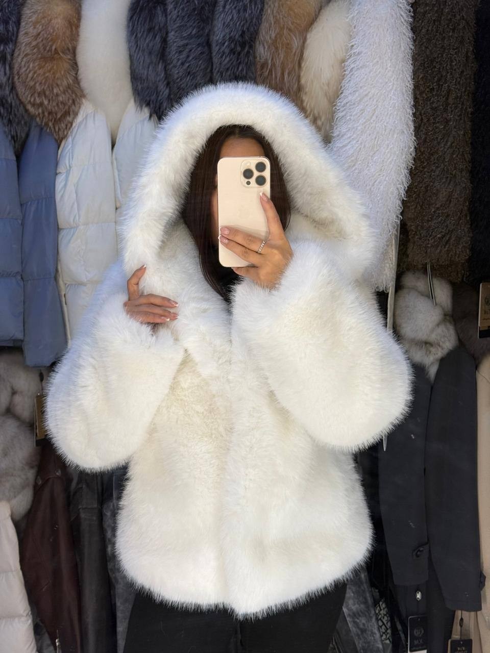 шуба искусственная экошуба зимняя с капюшоном (oversize) n&t store,шуба искусственная,шубка,шуба,женская плюшевая свободная куртка с капюшоном из искусственного кроличьего меха