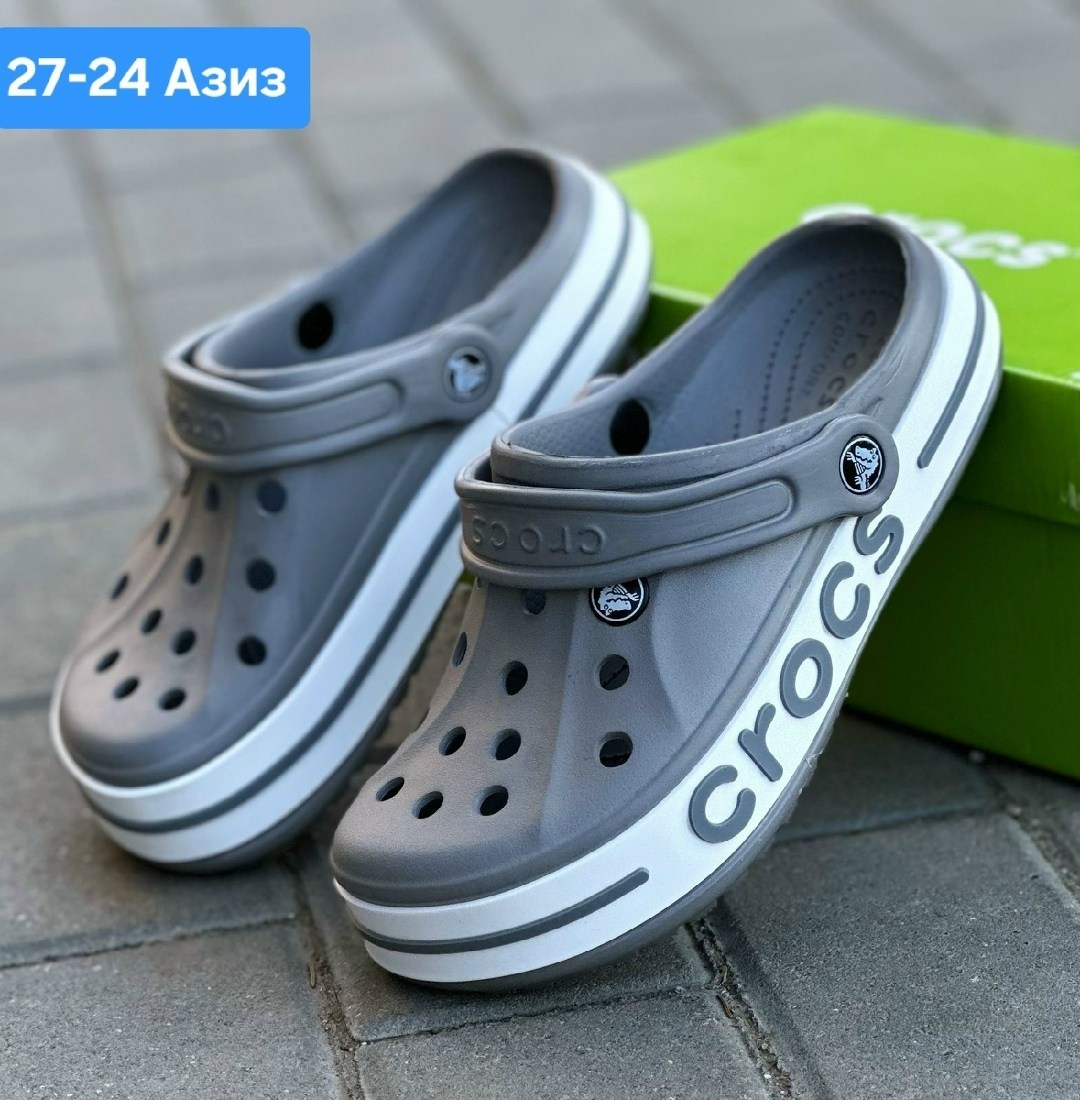 сланцы кроксы шлепки с джибитсами арт. 11216575,кроксы серые,кроксы шлепки с джибитсами,сабо crocs,кроксы