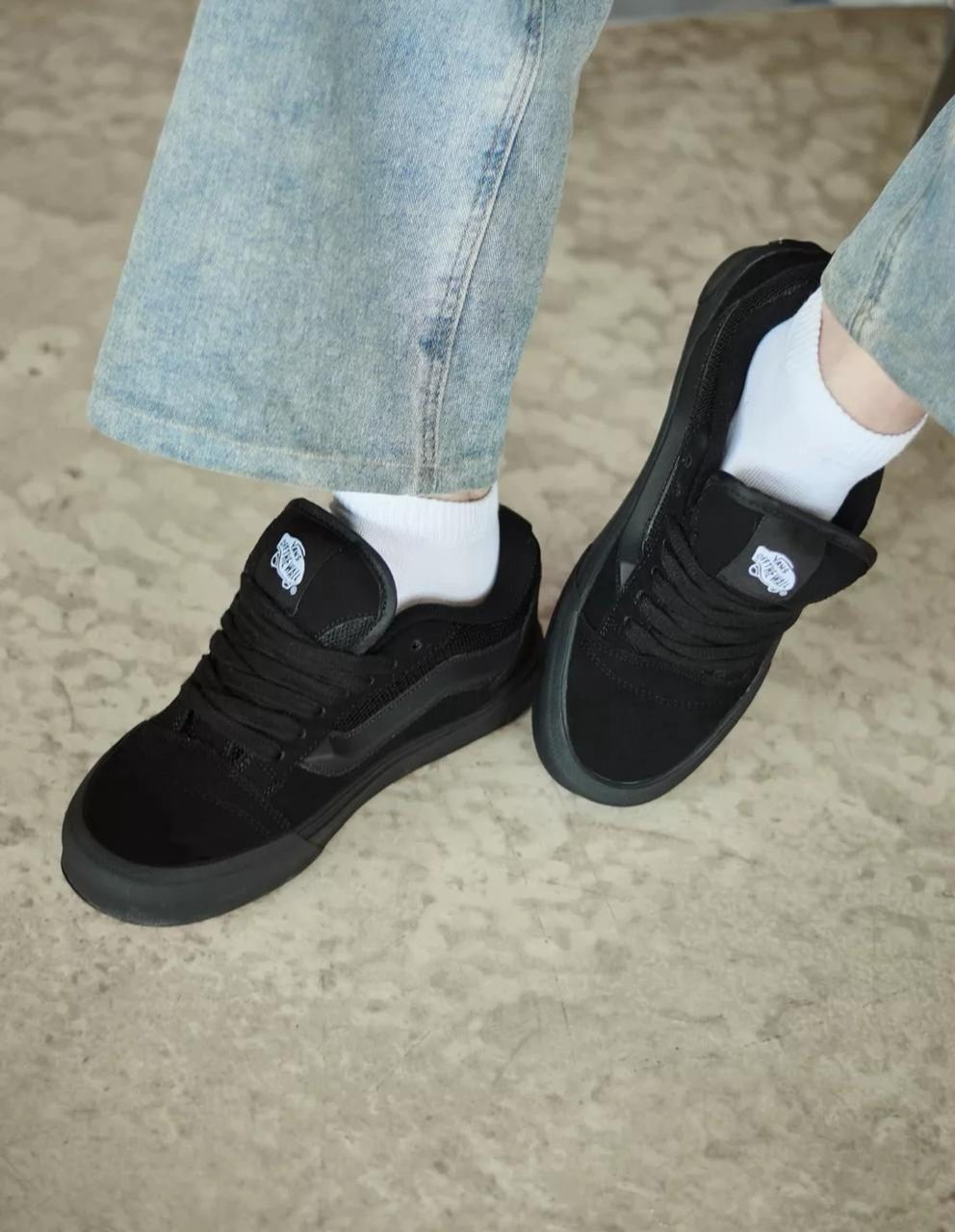 ,черные кроссовки,vans knu skool черные,кеды мужские vans knu skool черные,vans кроссовки