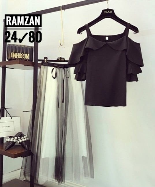 юбка сетка,блузка с оборками,шифоновая блузка,костюм с юбкой,блузка с круглым вырезом