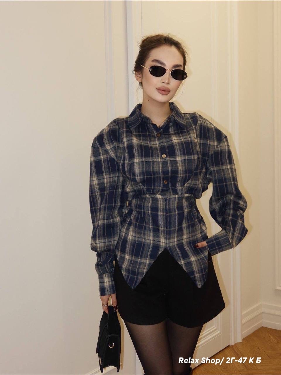 рубашка в клетку оверсайз со стразами perferita,женская рубашка,рубашка модная,рубашка в клетку оверсайз удлиненная 2e_brand,рубашка в клетку