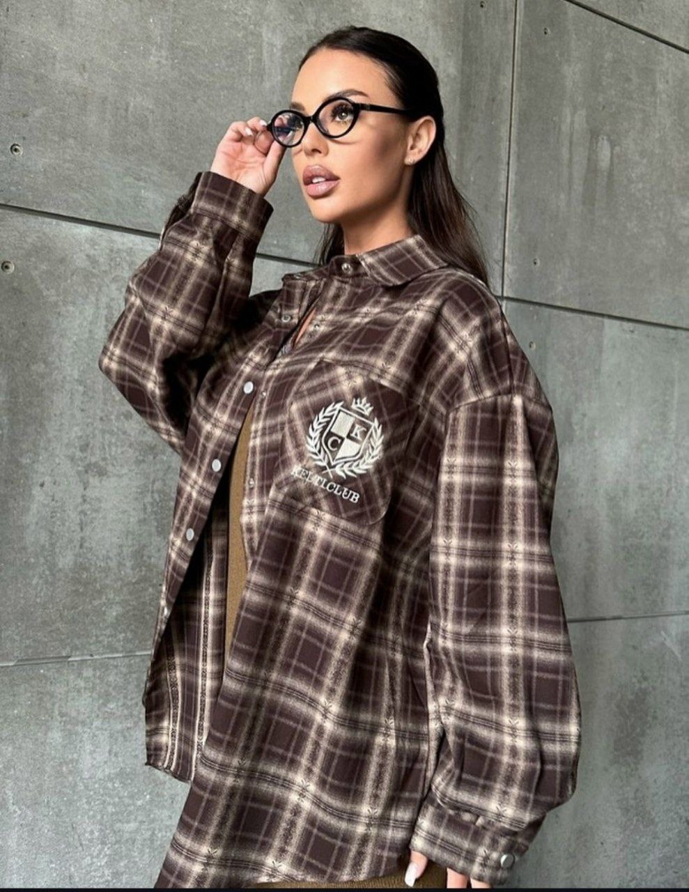 рубашка в клетку оверсайз y2k thirteen brand,рубашка в клетку,женская рубашка,рубашка женская в клетку оверсайз,рубашка в клетку женская