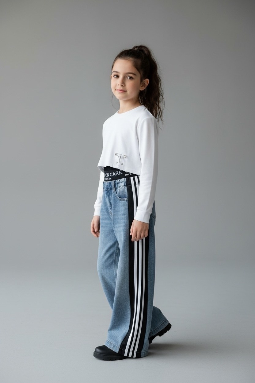 джинсы широкие,джинсы с лампасами,джинсы с полосками,брюки джинсы,комбинированные джинсы