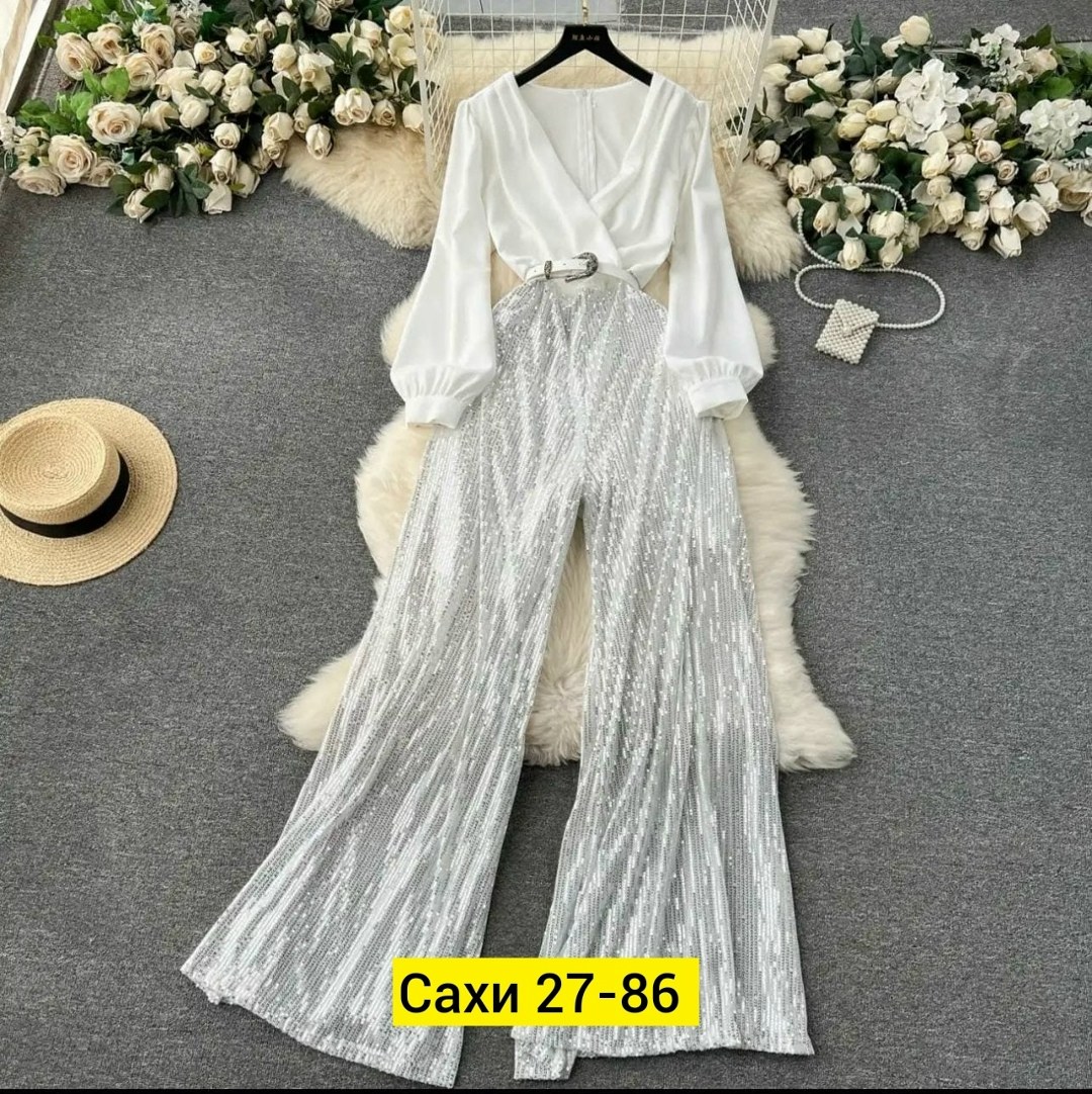 элегантные комбинезоны,брючный костюм элегантный,комплект одежды женские,женские комбинезоны,комбинезон с широкими штанинами