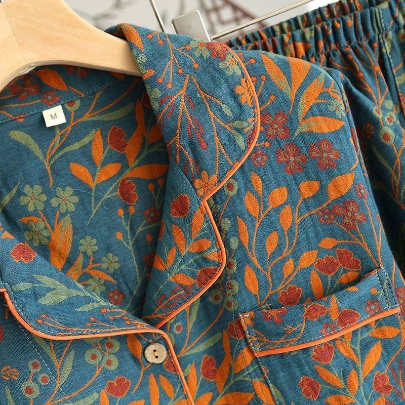 пижама женский с брюками муслин размер 46 разноцветный прозрачный,муслиновая пижама со штанами и рубашкой,пижама женский с брюками муслин размер 44 разноцветный длинный,женская пижама из муслина,пижам