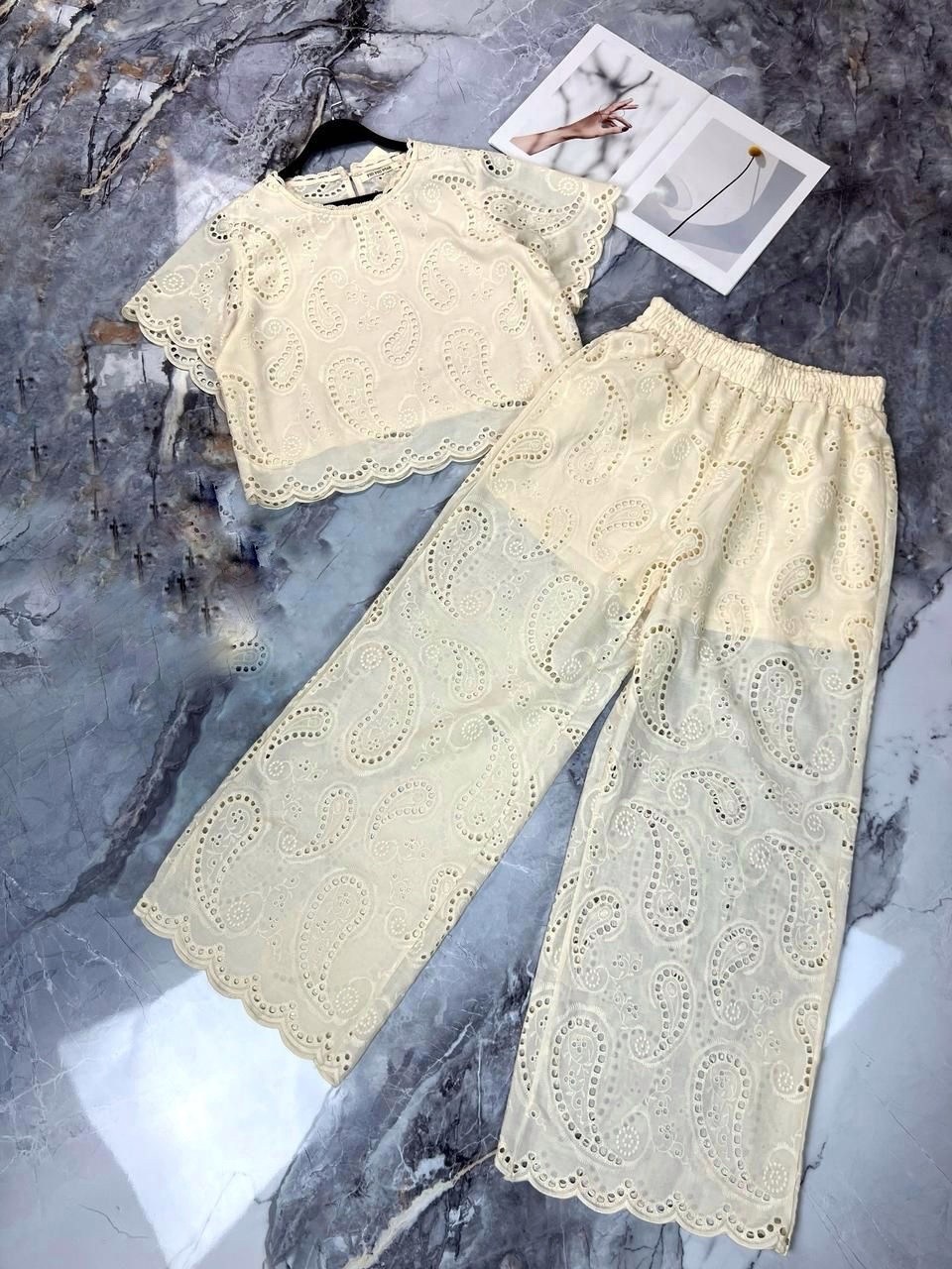 бежевый кружевной брючный костюм,летние костюмы,костюм бежевый,кружевные брюки,бежевый кружевной брючный костюм wisell