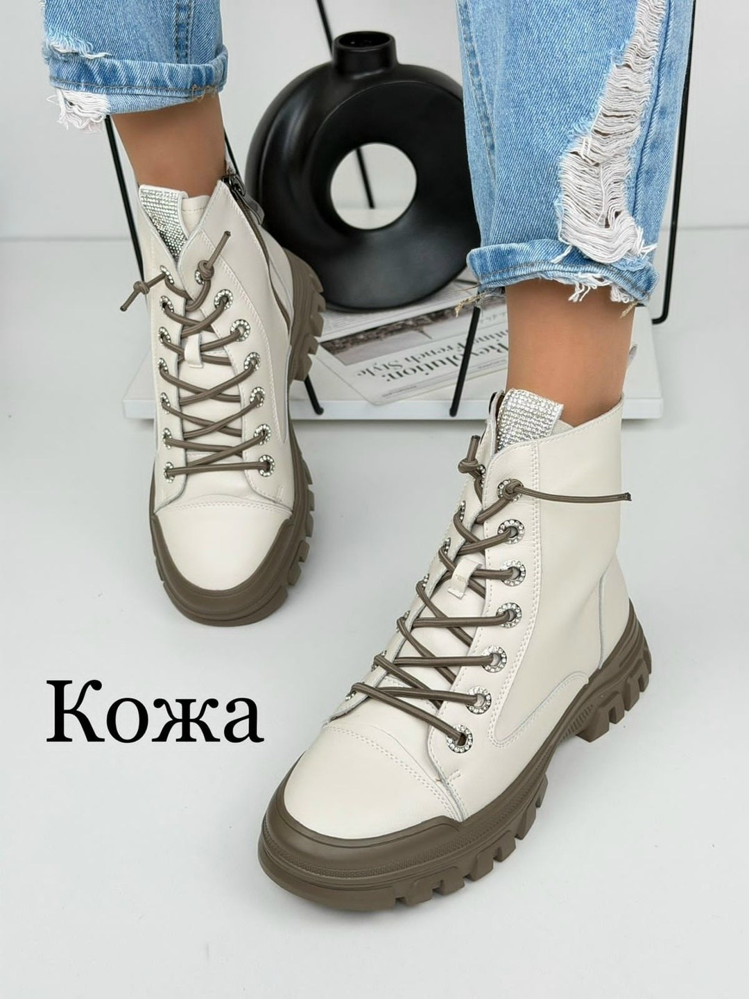 женские ботинки,,зимние ботинки женские белые натуральная кожа на шнуровке kronstep 43511959,женская ,ботинки