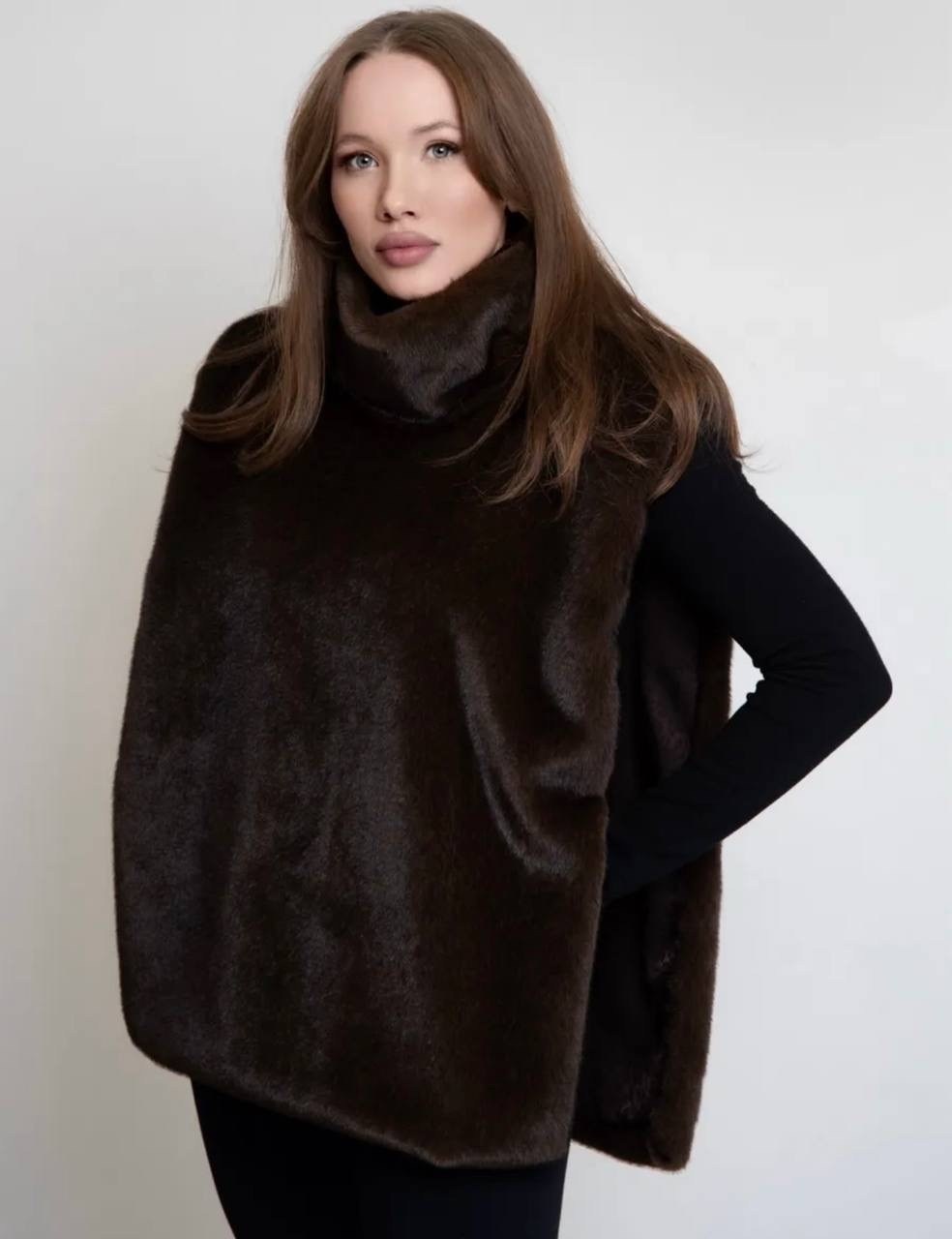 пончо (манишка) из трикотажа "penelope c",манишка меховая длинная шарф из эко норки abello,классический джемпер,манишка меховая,пончо манишка кристина юсупова