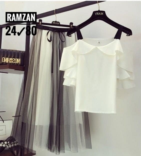 юбка сетка,блузка с оборками,шифоновая блузка,костюм с юбкой,блузка с круглым вырезом