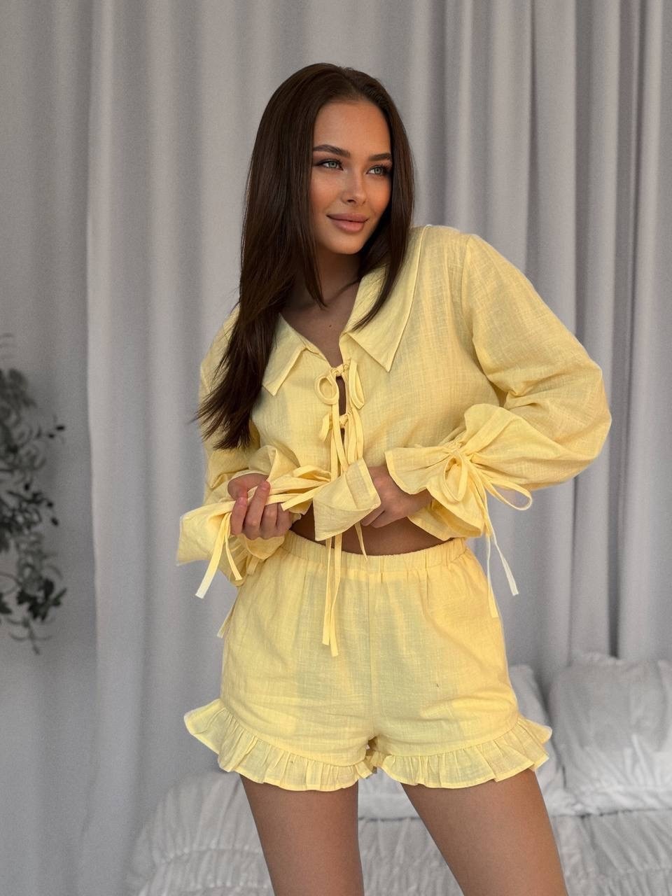 костюм с шортами,женский костюм,,костюм льняной с шортами и рубашкой