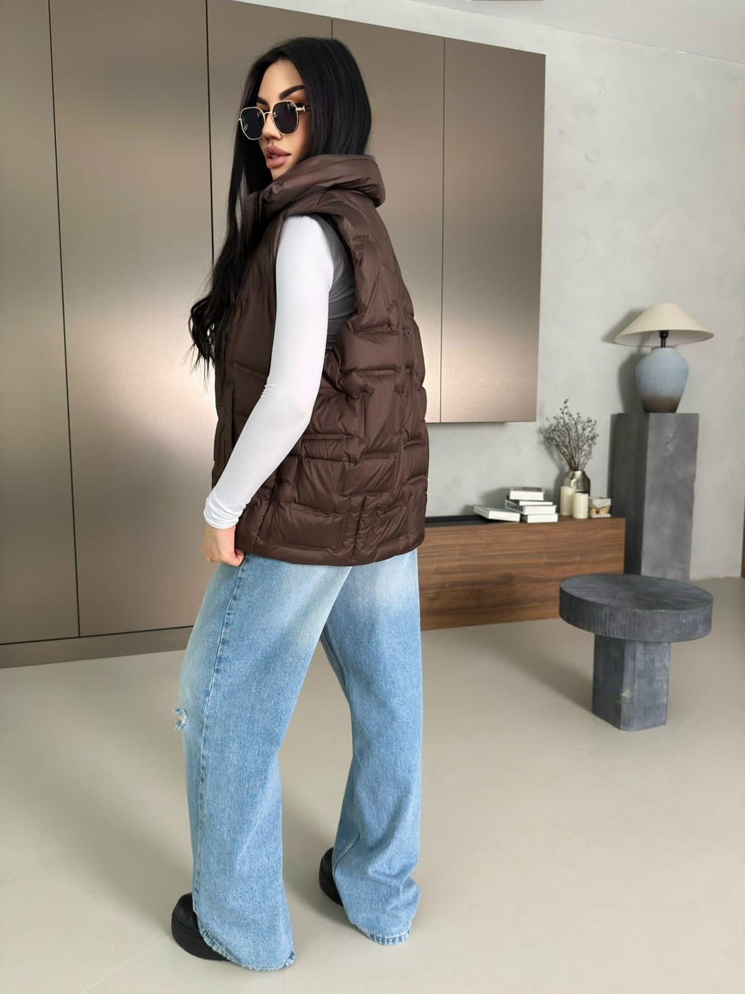 женская жилетка,жилетка,жилет женский утепленный,джинсы кэжуал