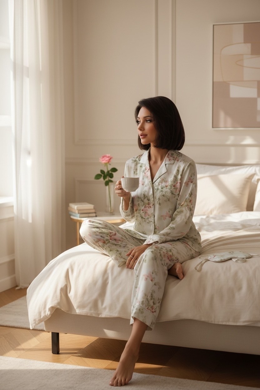 пижама женская,костюм с брюками,одежда для сна,пижама шелковая,пижама легкая