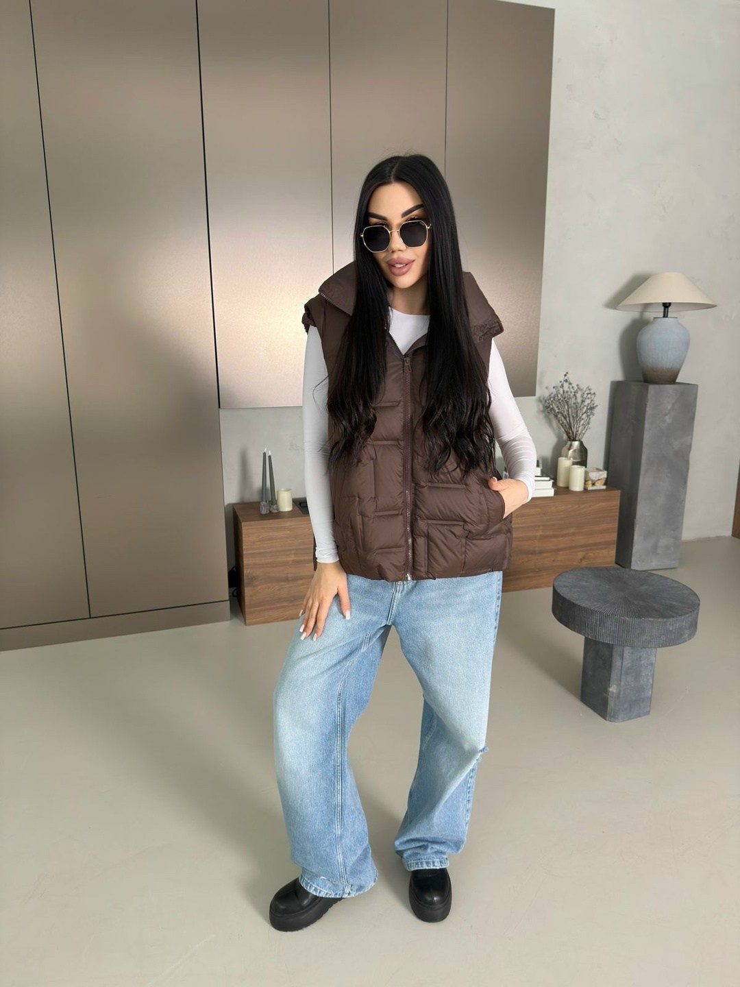 женская жилетка,жилетка,жилет женский утепленный,джинсы кэжуал