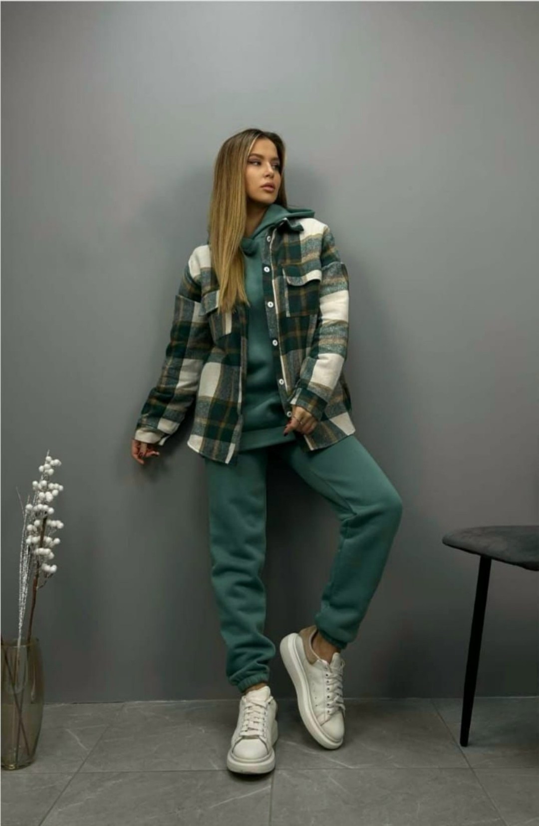 женский костюм на флисе,рубашка в клетку тёплая женская с капюшоном оверсайз,теплый костюм тройка,теплый костюм,верхняя одежда