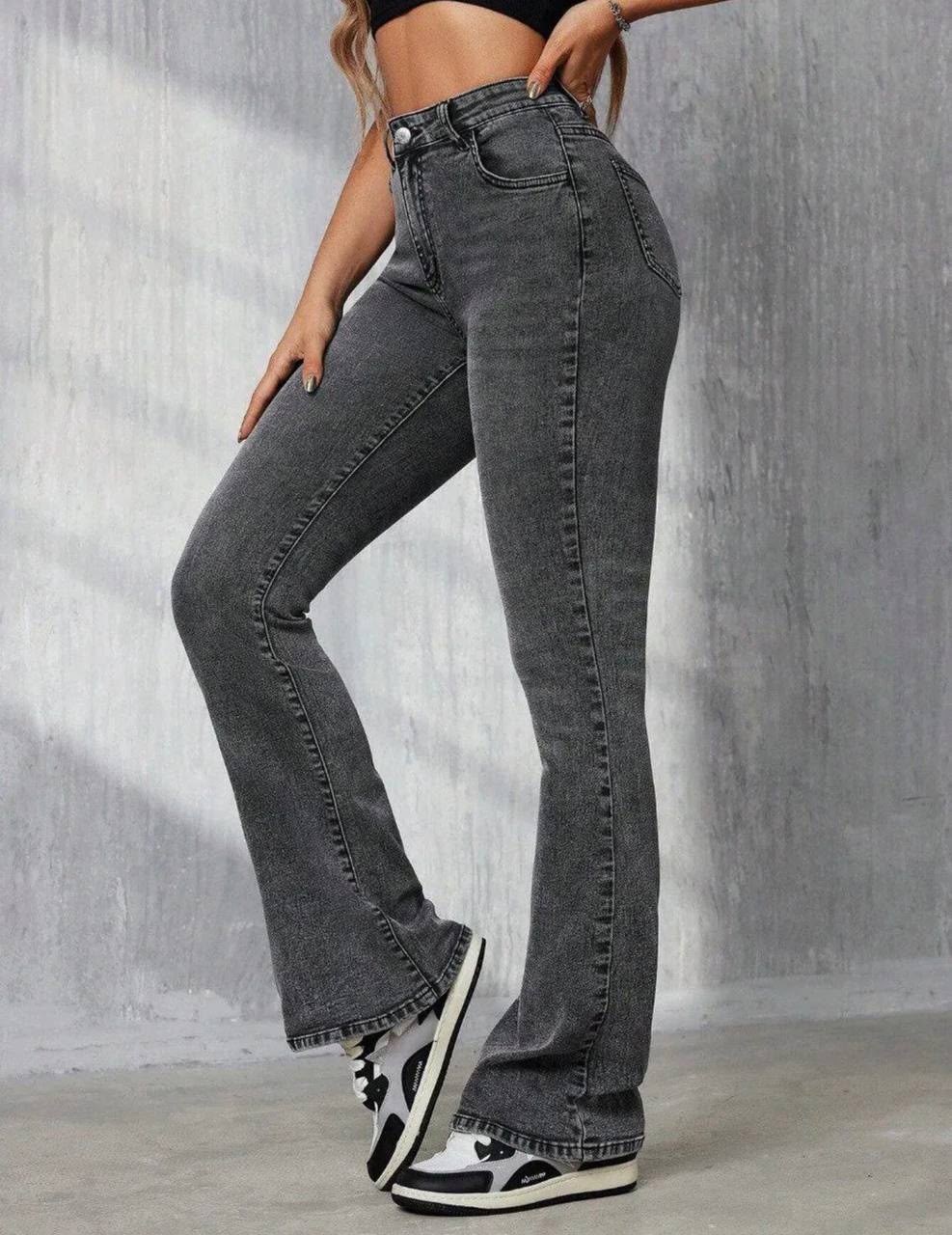 женские джинсы,женские джинсы и брюки,джинсы клеш от колена серые с высокой посадкой,джинсы стрейч женские,джинсы брюки