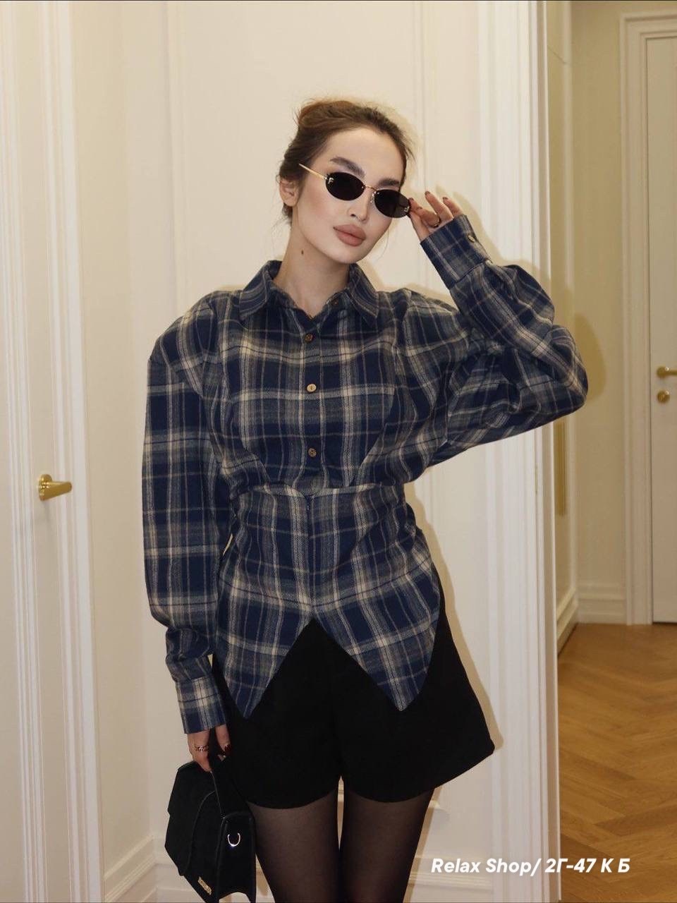 рубашка в клетку оверсайз со стразами perferita,женская рубашка,рубашка модная,рубашка в клетку оверсайз удлиненная 2e_brand,рубашка в клетку