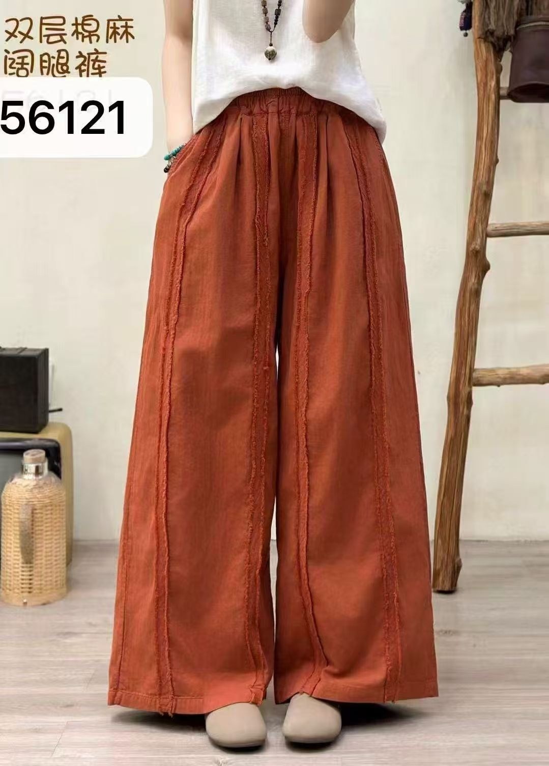 брюки женские хлопково-льняные с широкими штанинами,брюки женские льняные с широкими штанинами,широкие льняные брюки женские,женские брюки с широкими штанинами,льняные широкие брюки