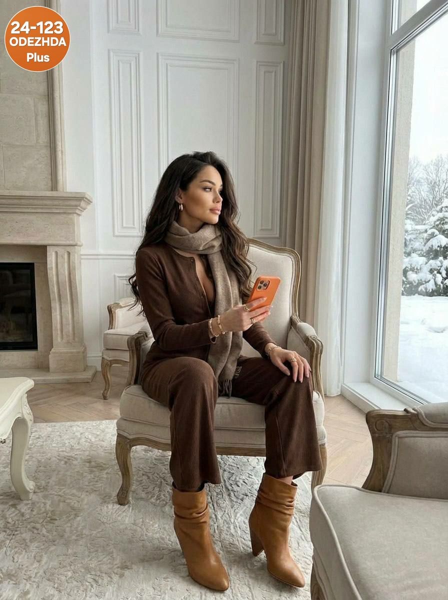 костюм вязаный трикотажный с брюками lychée room,костюм женский,костюм женский трикотажный,костюм трикотажный,трикотажный брючный костюм