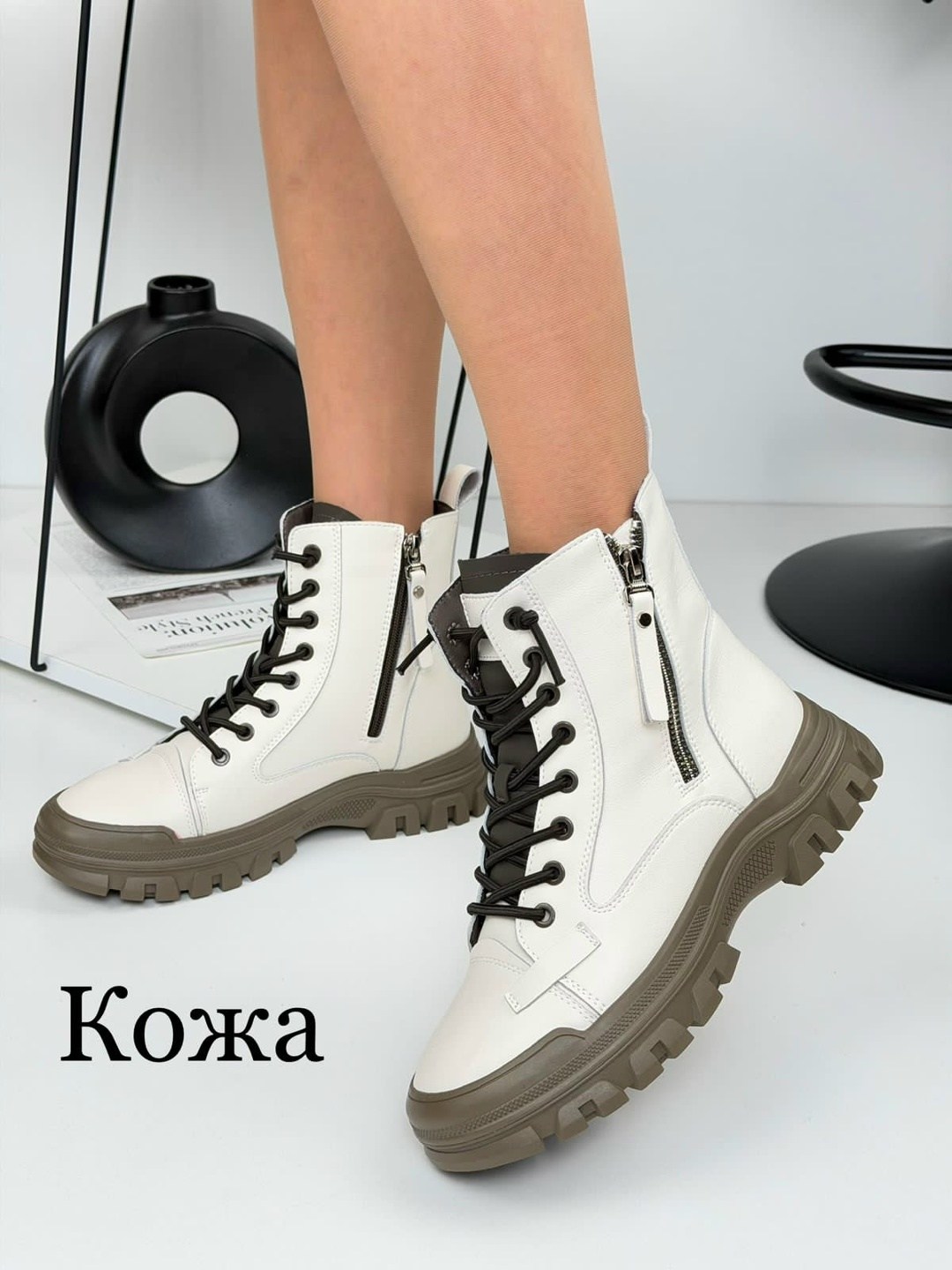 зимние ботинки женские белые натуральная кожа на шнуровке kronstep 43511959,женские ботинки,,женская ,женская зимняя