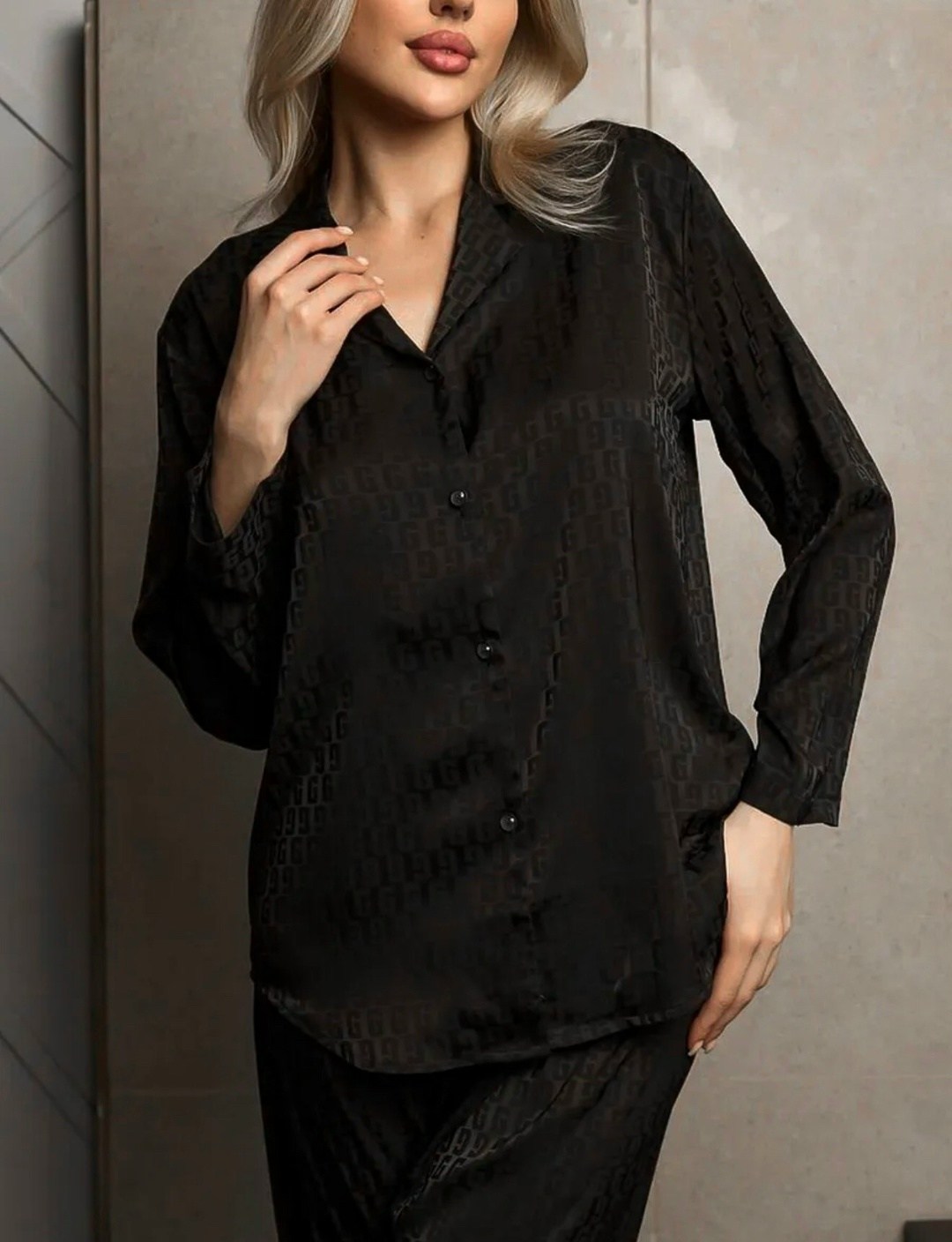 шелковая пижама со штанами серая,женские пижамы,шелковая пижама со штанами серая aipingna 312815821,пижама женская со штанами шелковая,пижама женская с брюками шелковая