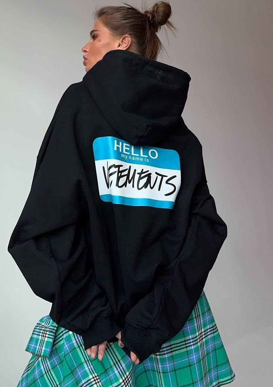 vetements hello my name is vetements hoodie black,hello my name is vetements hoodie,толстовка,vetements толстовка