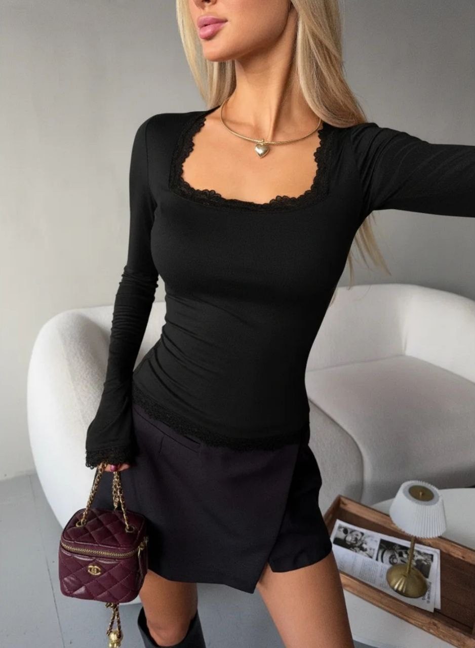 лонгслив с длинными рукавами клеш moewer 314379123,женская кофта,лонгслив tra noi со спущенными плечами сетка,кофта с квадратным вырезом,прозрачная кофта