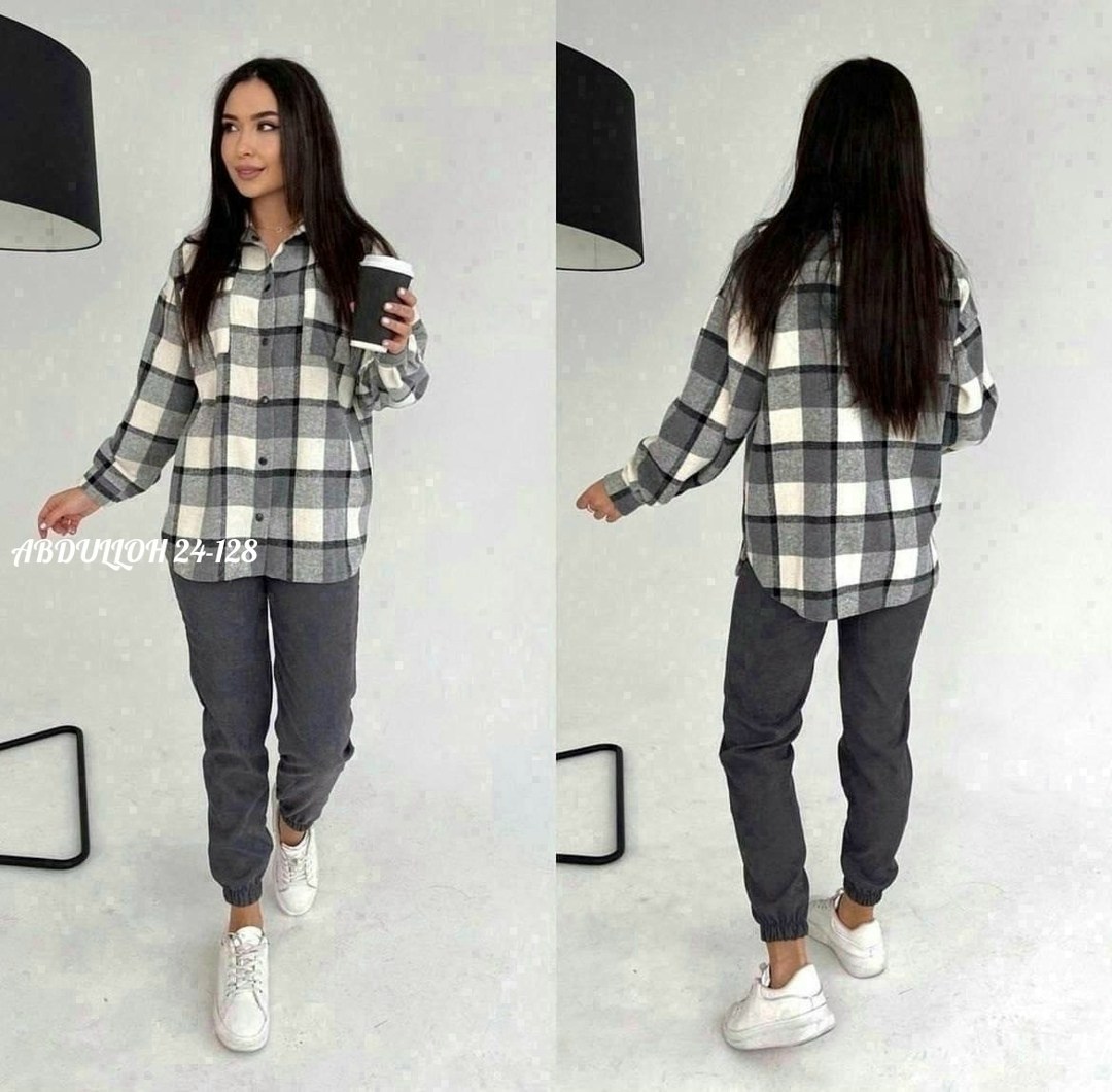 женский костюм двойка ткань кашемир,костюм двойка вельвет,рубашка женская оверсайз в клетку удлиненная арт. 9314654,рубашка в клетку женская оверсайз,женские костюмы