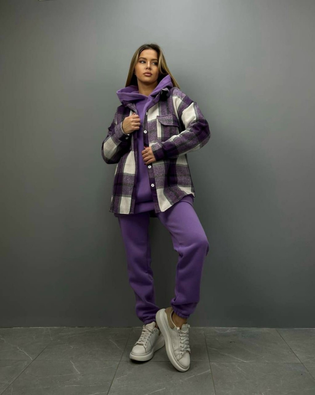 женский костюм на флисе,рубашка в клетку тёплая женская с капюшоном оверсайз,теплый костюм тройка,теплый костюм,верхняя одежда