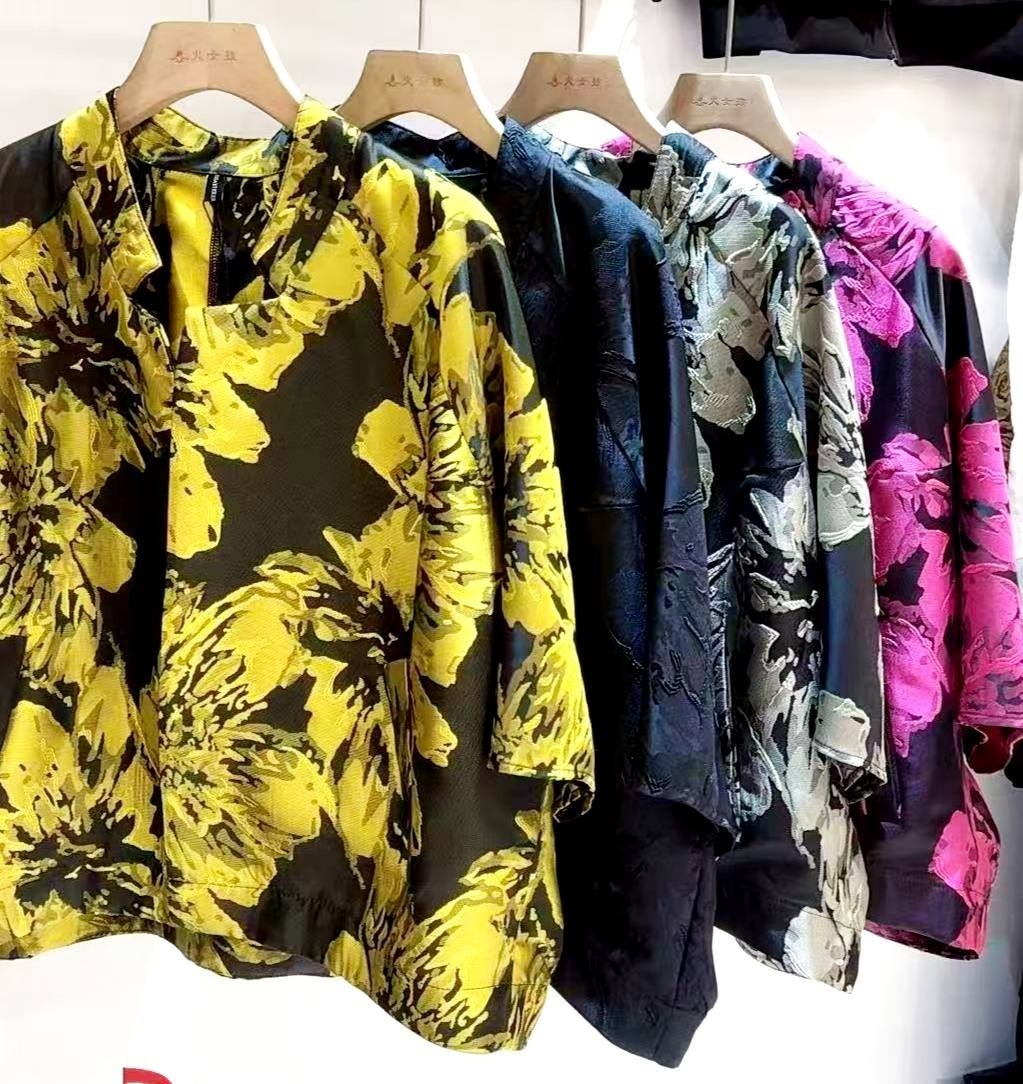 женская асимметричная блузка с цветочным принтом с рукавом 3/4,женская шифоновая блузка с длинными рукавами,блузка женская,женская шифоновая рубашка с длинным рукавом,шифоновая блузка