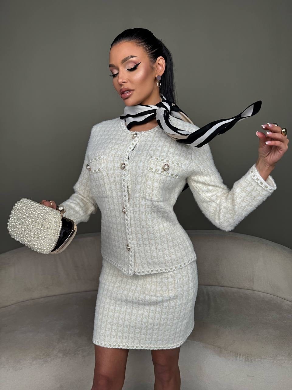 твидовый костюм,твидовый костюм с юбкой,костюм с юбкой,женский твидовый костюм,элегантный твидовый костюм с юбкой