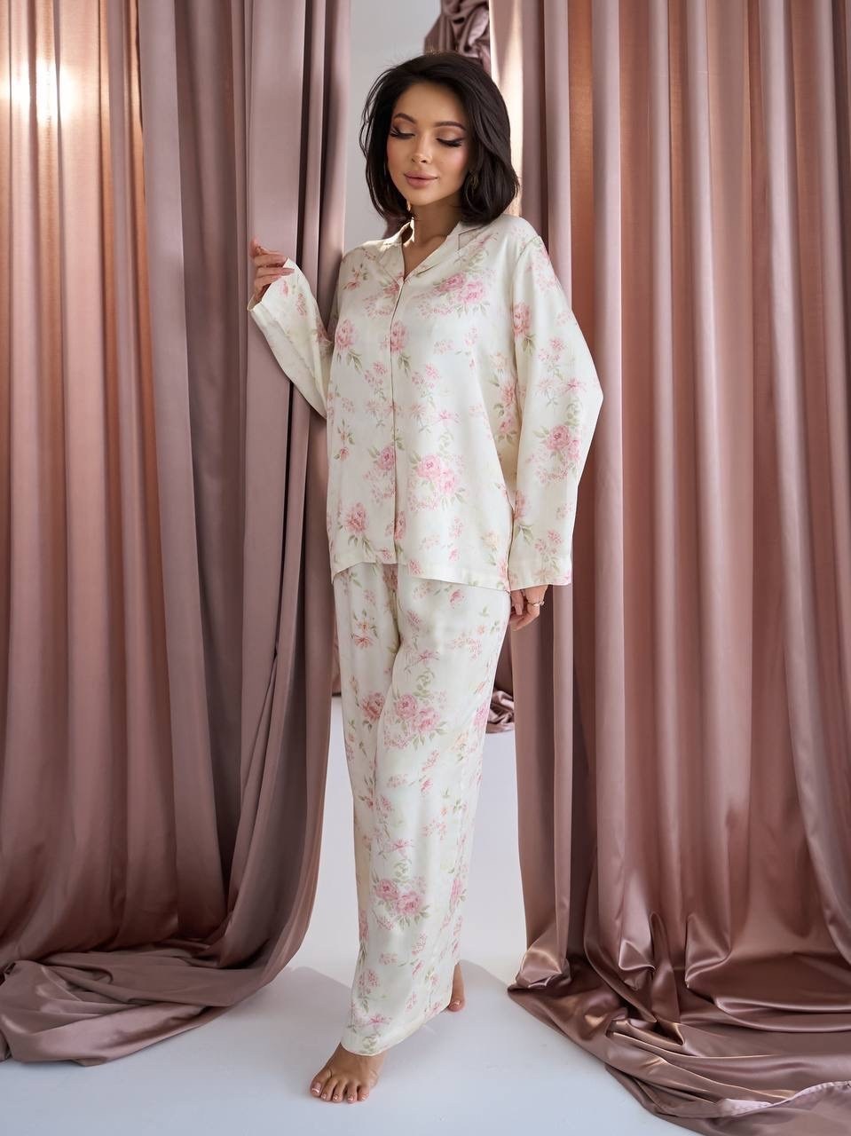 пижама женская атласная шелковая,шелковая пижама женская с брюками,женская пижама,пижамные костюмы,пижама для женщин