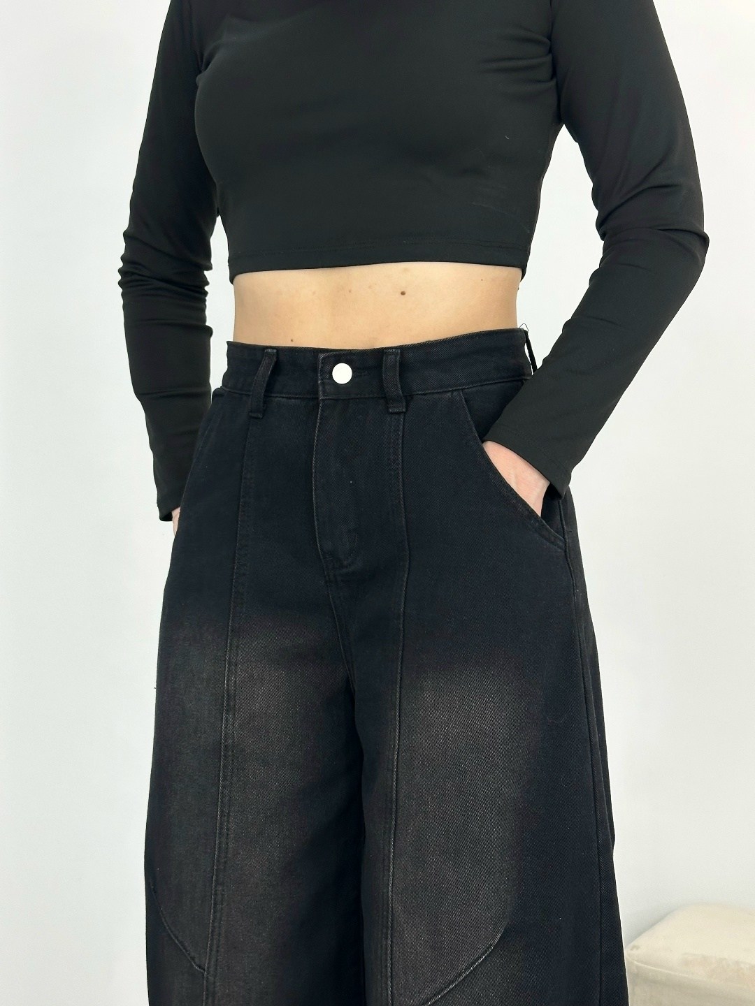 широкие черные джинсы,джинсы широкие,джинсы женские,джинсы женские широкие,женские длинные мешковатые джинсы harajuku черные широкие брюки