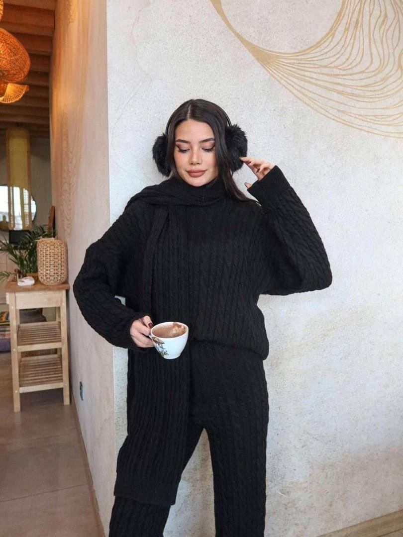 вязаный костюм,вязанный костюм,вязаный костюм женский,теплый вязаный костюм,комбинированные костюмы