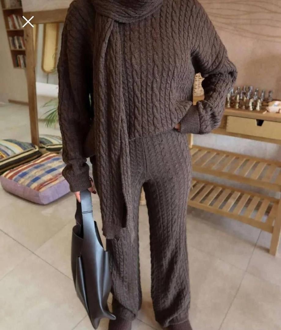 вязаный костюм,вязанный костюм,вязаный костюм женский,теплый вязаный костюм,комбинированные костюмы
