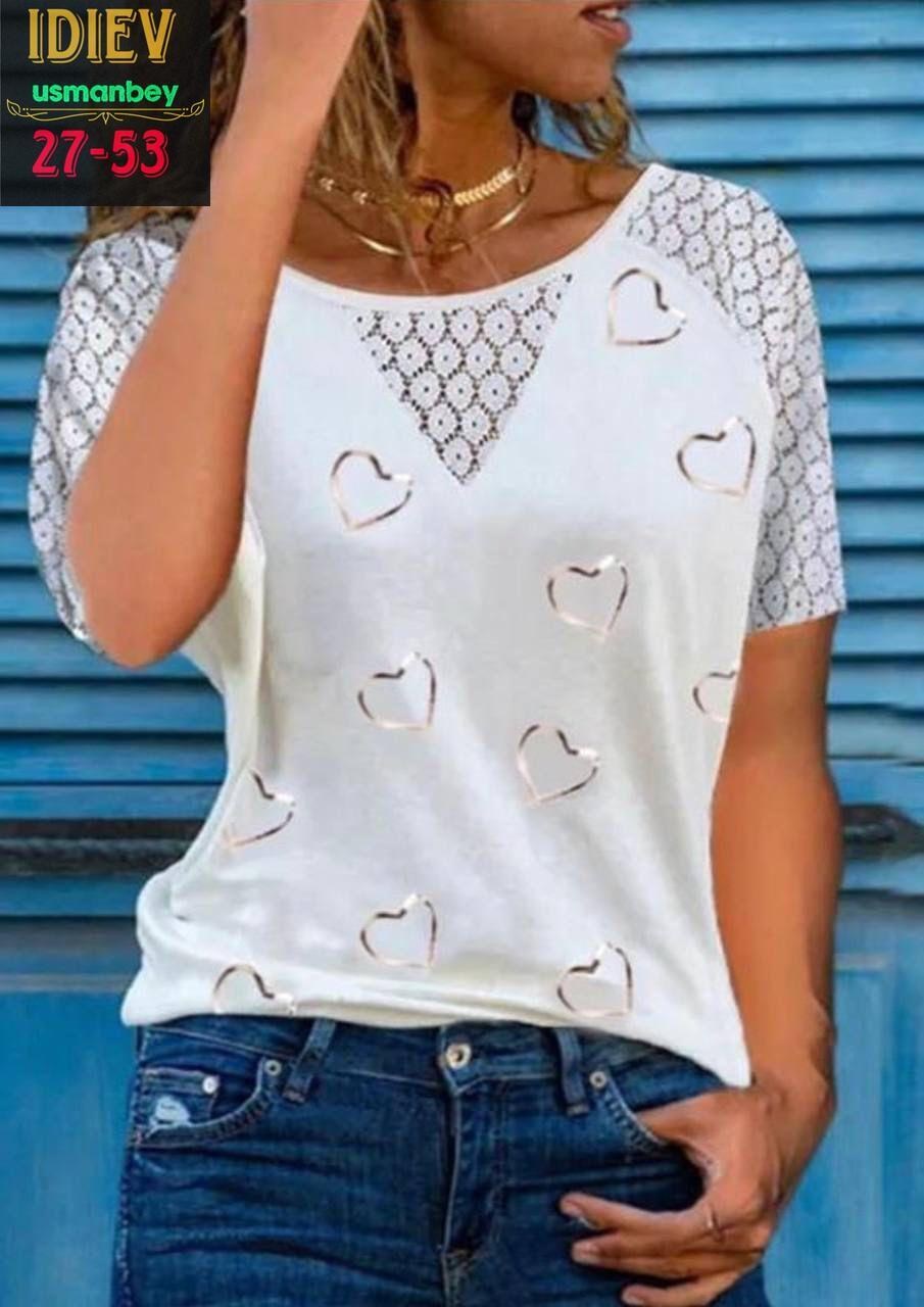 женские футболки с принтом,летние женские футболки,женская футболка,блузка с сердечками женская,блузка женская