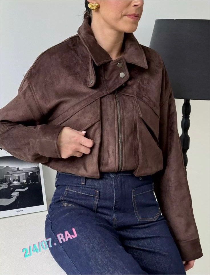 женская куртка бомбер из эко замши коричневого цвета,куртка замшевая,бомбер укороченный оверсайз замшевый куртка рабочего тренд saint shine,куртка замшевая женская,куртка замш