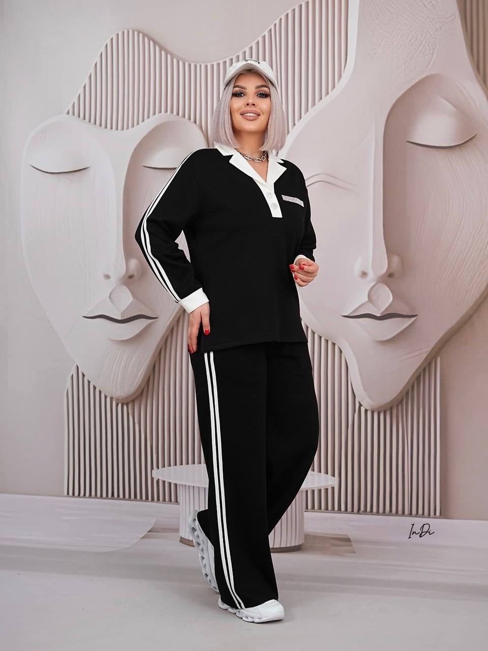 костюм спортивный женский,костюм спортивный,женский костюм,спортивный костюм больших размеров с брюками паллацо janna collection,костюм спортивный odevais 211808005