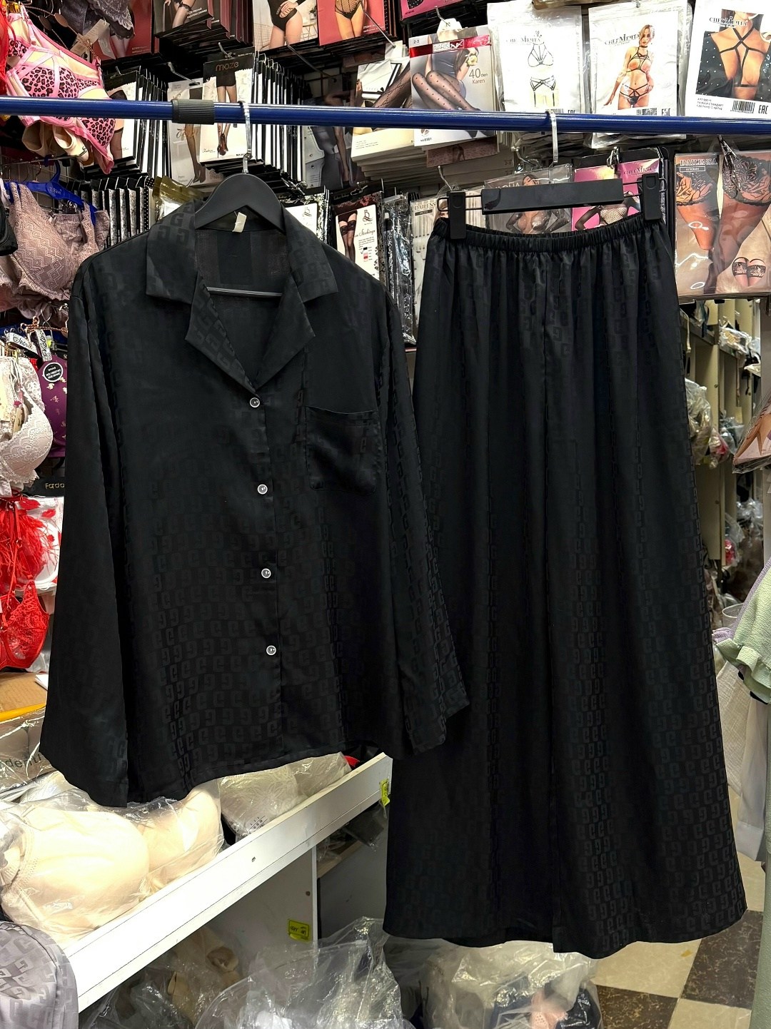 шелковая пижама со штанами серая,женские пижамы,шелковая пижама со штанами серая aipingna 312815821,пижама женская со штанами шелковая,пижама женская с брюками шелковая