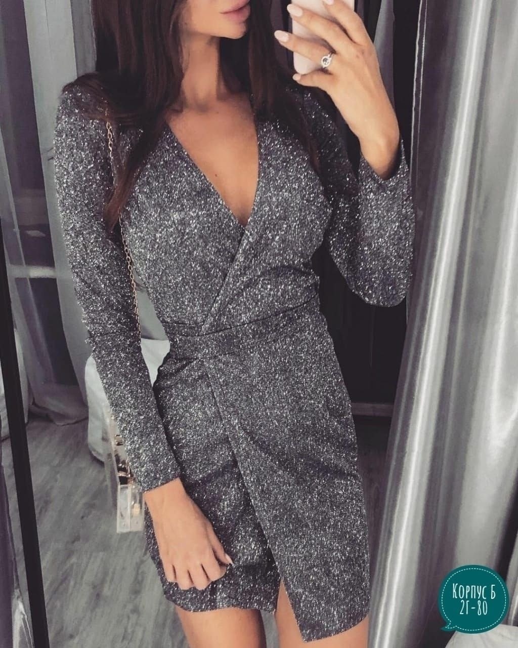 платье женское ткань люрекс,серое серебряное люрексовое платье на запах,платье с люрексом,новое серое серебрянное люрексовое платье на запах,платье люрекс