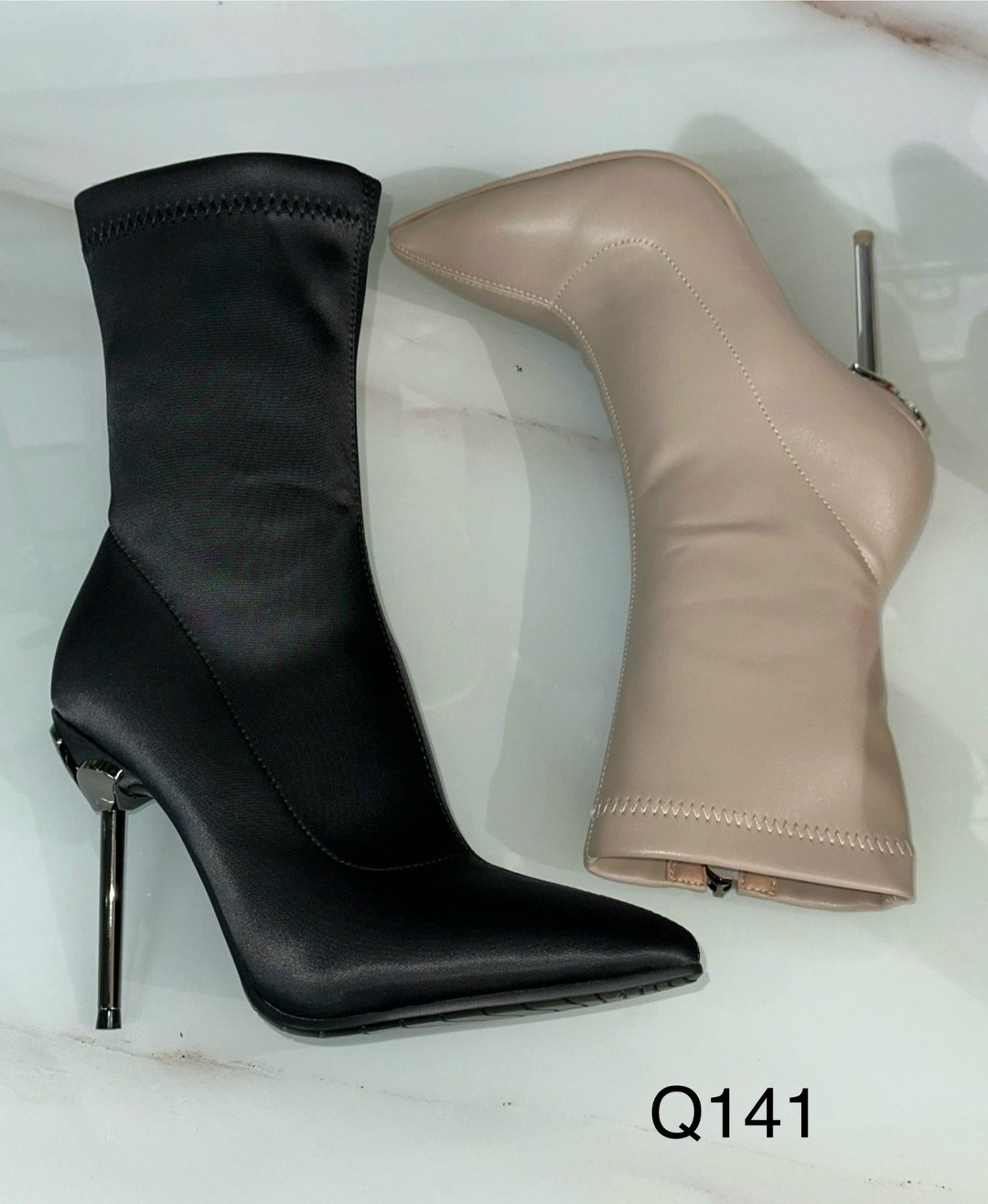 ботильоны женские,модные ботильоны,ботильоны на шпильках,ботильоны стрейч на каблуке,бежевые ботильоны