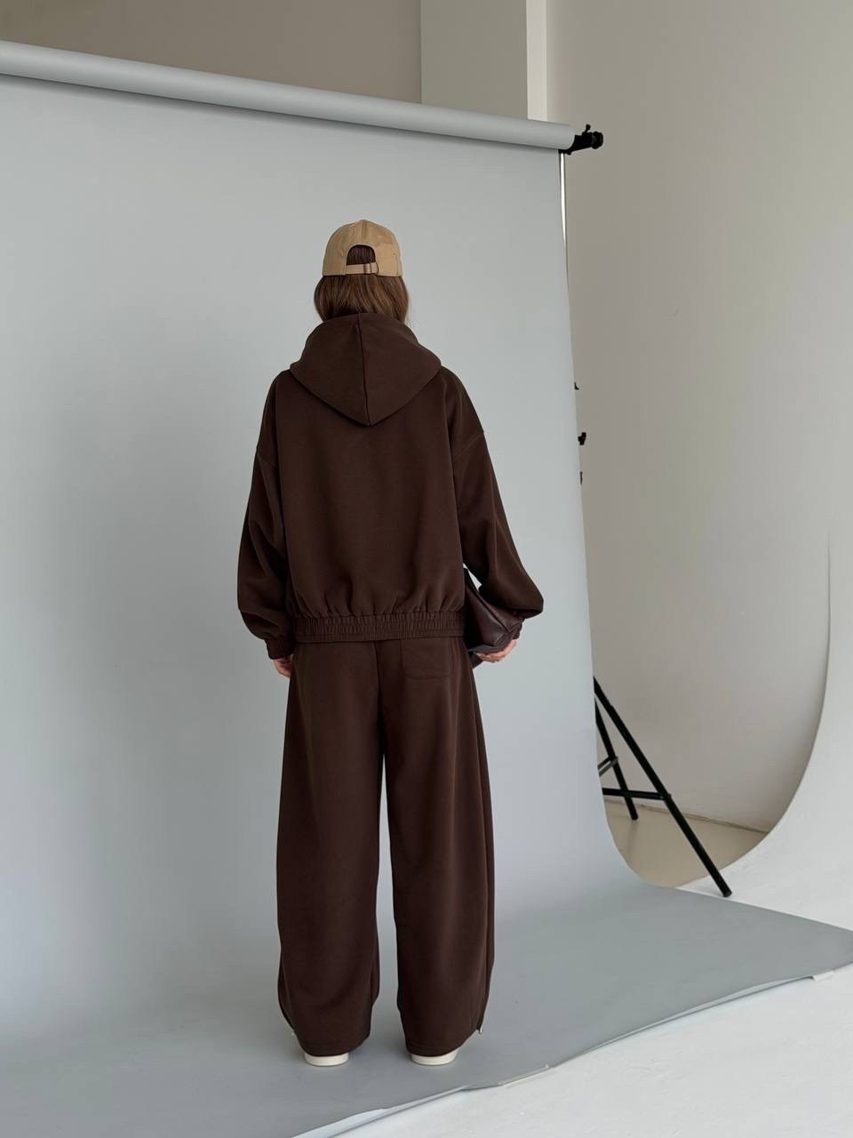 коричневый спортивный костюм с капюшоном moon,спортивный костюм,костюм с брюками,женский костюм