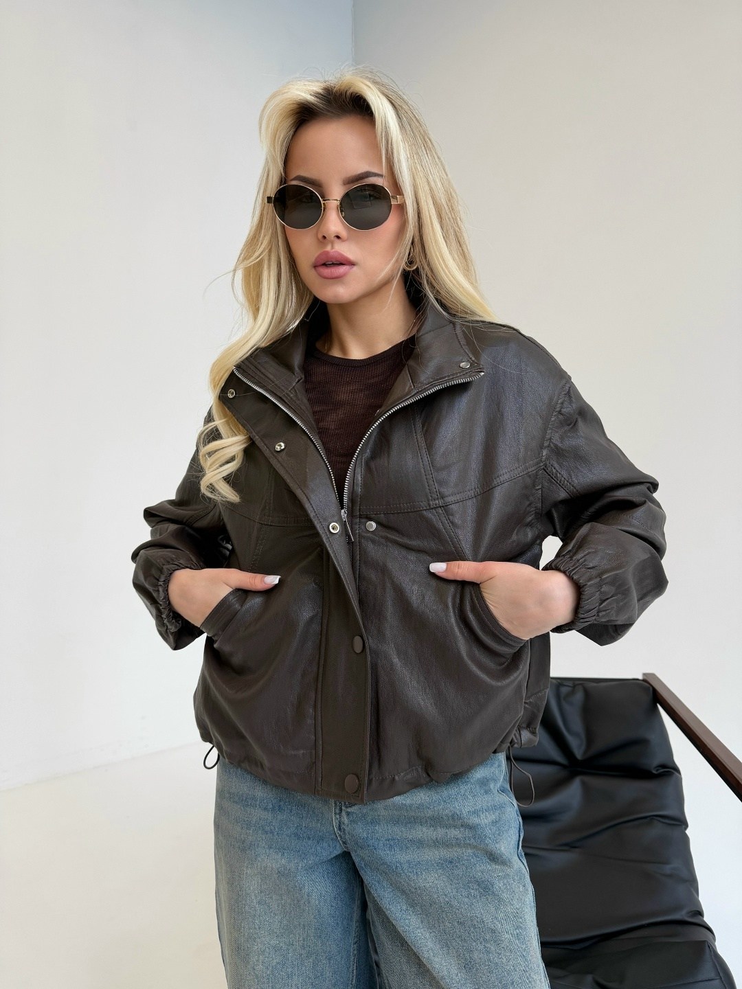 кожаная куртка,косуха кожаная куртка экокожа оверсайз,женская кожаная куртка,куртка бомбер из экокожи emberens,куртка женская