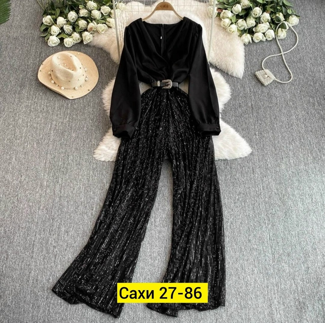 элегантные комбинезоны,брючный костюм элегантный,комплект одежды женские,женские комбинезоны,комбинезон с широкими штанинами