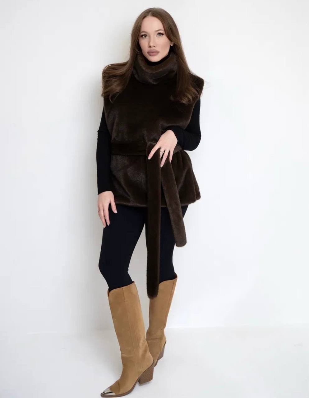 пончо (манишка) из трикотажа "penelope c",манишка меховая длинная шарф из эко норки abello,классический джемпер,манишка меховая,пончо манишка кристина юсупова